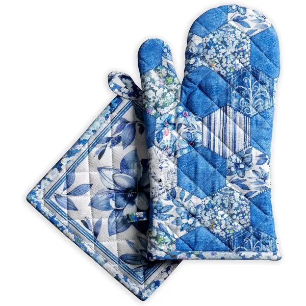 imageMaison d Hermine Oven Mitt  Pot Holder 100 Cotton Heat Resistant Kitchen Oven Gloves 75quotx13quot ampamp Hot Pads 8quotx8quot Chef Women ampamp Men Parties Birdies On Wire  SpringSummer19  Summer Blues