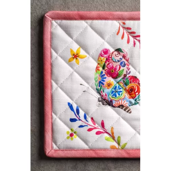 imageMaison d Hermine Oven Mitt  Pot Holder 100 Cotton Heat Resistant Kitchen Oven Gloves 75quotx13quot ampamp Hot Pads 8quotx8quot Chef Women ampamp Men Parties Birdies On Wire  SpringSummer29  Happy Florals  High Summer