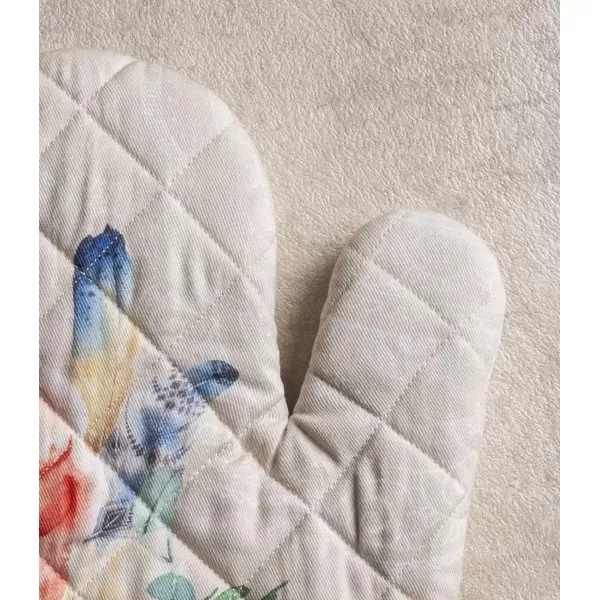 imageMaison d Hermine Oven Mitt  Pot Holder 100 Cotton Heat Resistant Kitchen Oven Gloves 75quotx13quot ampamp Hot Pads 8quotx8quot Chef Women ampamp Men Parties Birdies On Wire  SpringSummer50  Ibiza  Beige