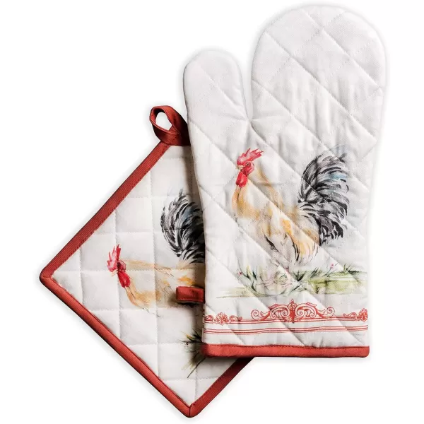 imageMaison d Hermine Oven Mitt  Pot Holder 100 Cotton Heat Resistant Kitchen Oven Gloves 75quotx13quot ampamp Hot Pads 8quotx8quot Chef Women ampamp Men Parties Birdies On Wire  SpringSummer5  Campagne  Coq