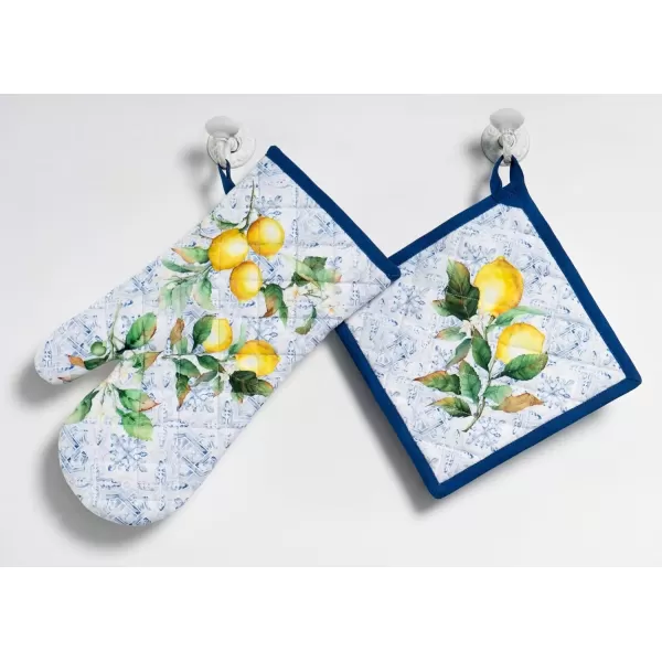 imageMaison d Hermine Oven Mitt  Pot Holder 100 Cotton Heat Resistant Kitchen Oven Gloves 75quotx13quot ampamp Hot Pads 8quotx8quot Chef Women ampamp Men Parties Birdies On Wire  SpringSummerCitrus