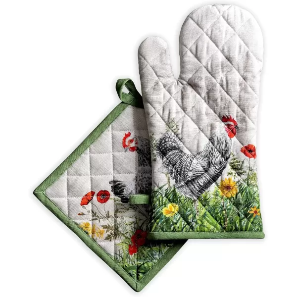 imageMaison d Hermine Oven Mitt  Pot Holder 100 Cotton Heat Resistant Kitchen Oven Gloves 75quotx13quot ampamp Hot Pads 8quotx8quot Chef Women ampamp Men Parties Birdies On Wire  SpringSummer18  Basse Cour