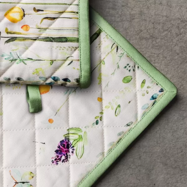imageMaison d Hermine Oven Mitt  Pot Holder 100 Cotton Heat Resistant Kitchen Oven Gloves 75quotx13quot ampamp Hot Pads 8quotx8quot Chef Women ampamp Men Parties Birdies On Wire  SpringSummer7  Botanical Fresh