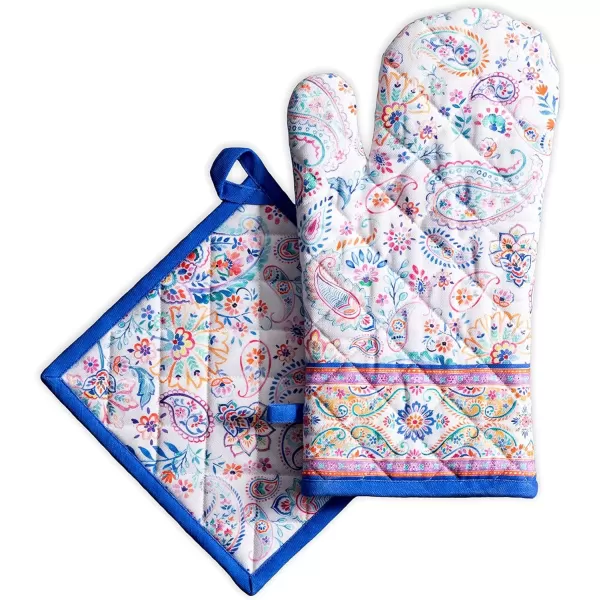 imageMaison d Hermine Oven Mitt  Pot Holder 100 Cotton Heat Resistant Kitchen Oven Gloves 75quotx13quot ampamp Hot Pads 8quotx8quot Chef Women ampamp Men Parties Birdies On Wire  SpringSummer48  Indian Floral