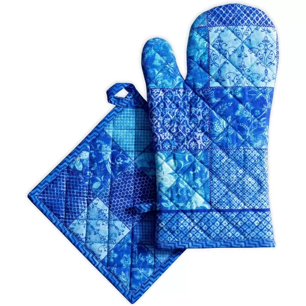 imageMaison d Hermine Oven Mitt  Pot Holder 100 Cotton Heat Resistant Kitchen Oven Gloves 75quotx13quot ampamp Hot Pads 8quotx8quot Chef Women ampamp Men Parties Birdies On Wire  SpringSummer24  Indigo Love