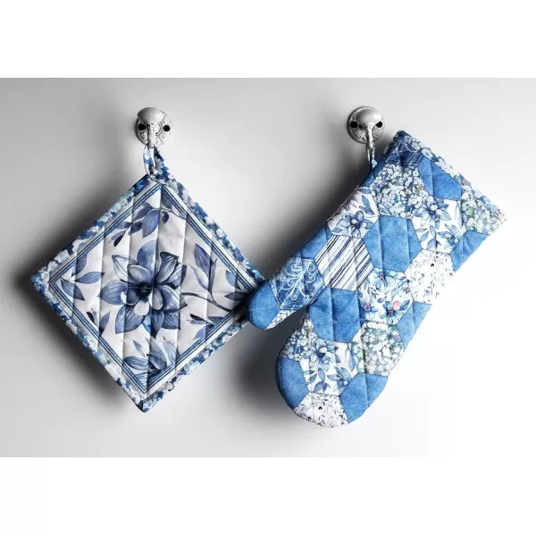 imageMaison d Hermine Oven Mitt  Pot Holder 100 Cotton Heat Resistant Kitchen Oven Gloves 75quotx13quot ampamp Hot Pads 8quotx8quot Chef Women ampamp Men Parties Birdies On Wire  SpringSummer19  Summer Blues