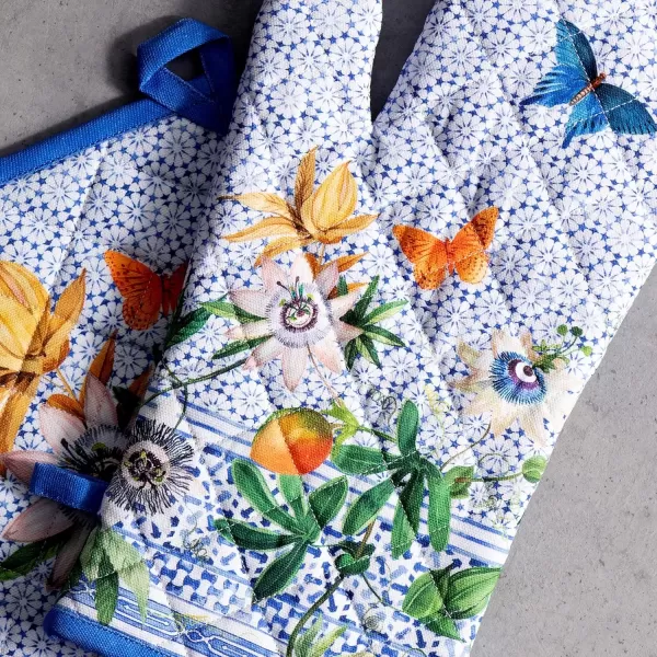 imageMaison d Hermine Oven Mitt  Pot Holder 100 Cotton Heat Resistant Kitchen Oven Gloves 75quotx13quot ampamp Hot Pads 8quotx8quot Chef Women ampamp Men Parties Birdies On Wire  SpringSummer33  Passiflora
