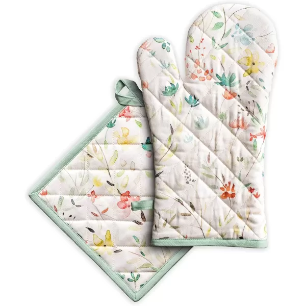 imageMaison d Hermine Oven Mitt  Pot Holder 100 Cotton Heat Resistant Kitchen Oven Gloves 75quotx13quot ampamp Hot Pads 8quotx8quot Chef Women ampamp Men Parties Birdies On Wire  SpringSummer10  Colmar