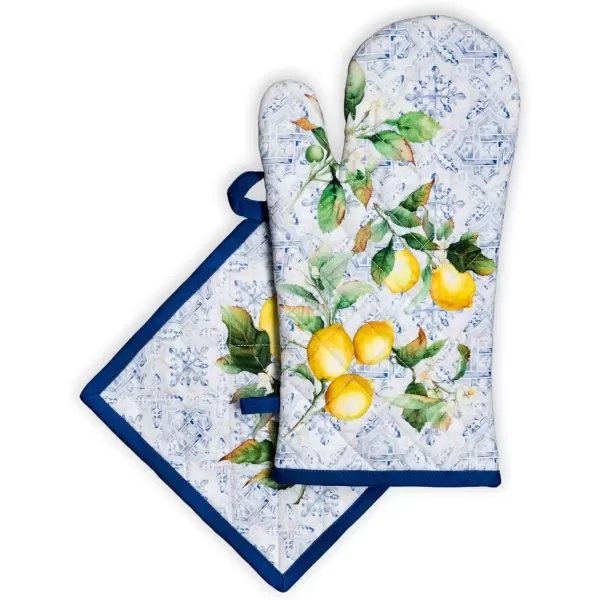 imageMaison d Hermine Oven Mitt  Pot Holder 100 Cotton Heat Resistant Kitchen Oven Gloves 75quotx13quot ampamp Hot Pads 8quotx8quot Chef Women ampamp Men Parties Birdies On Wire  SpringSummerCitrus