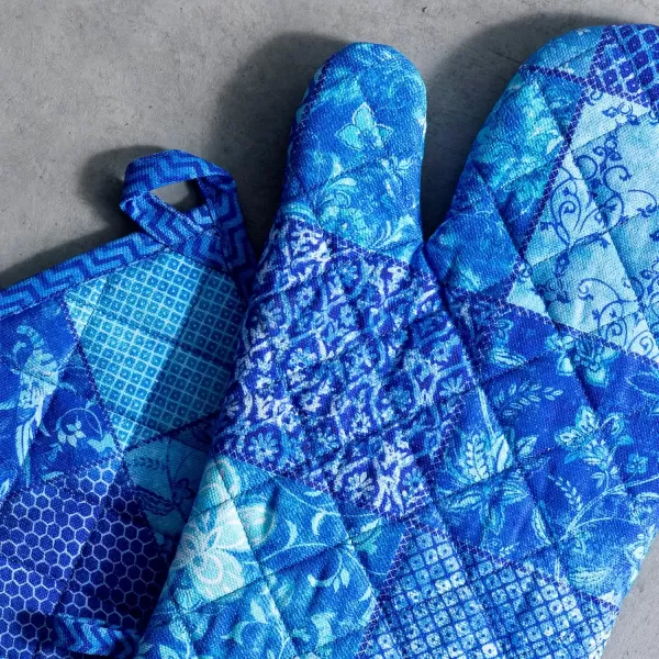 imageMaison d Hermine Oven Mitt  Pot Holder 100 Cotton Heat Resistant Kitchen Oven Gloves 75quotx13quot ampamp Hot Pads 8quotx8quot Chef Women ampamp Men Parties Birdies On Wire  SpringSummer24  Indigo Love