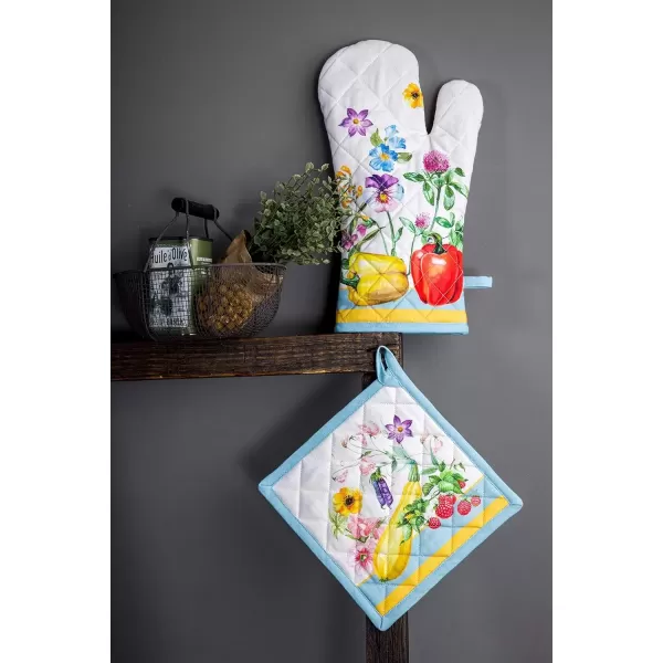 imageMaison d Hermine Oven Mitt  Pot Holder 100 Cotton Heat Resistant Kitchen Oven Gloves 75quotx13quot ampamp Hot Pads 8quotx8quot Chef Women ampamp Men Parties Birdies On Wire  SpringSummer30  Giverny