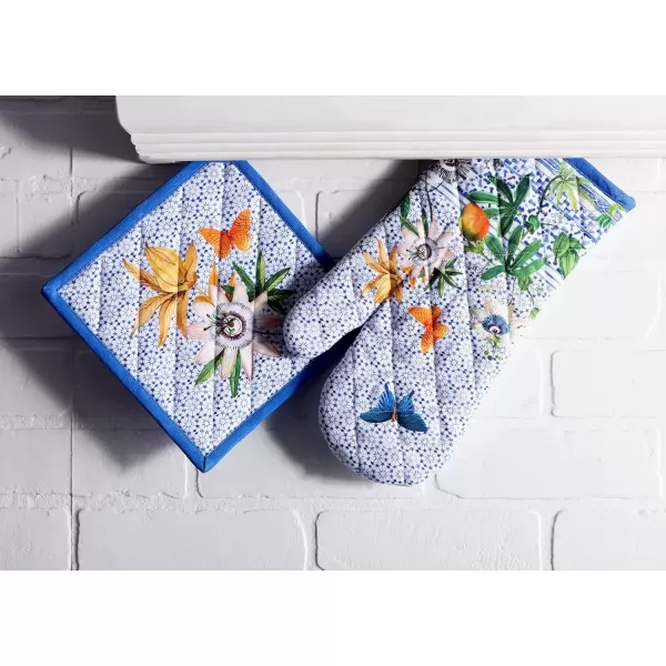 imageMaison d Hermine Oven Mitt  Pot Holder 100 Cotton Heat Resistant Kitchen Oven Gloves 75quotx13quot ampamp Hot Pads 8quotx8quot Chef Women ampamp Men Parties Birdies On Wire  SpringSummer33  Passiflora