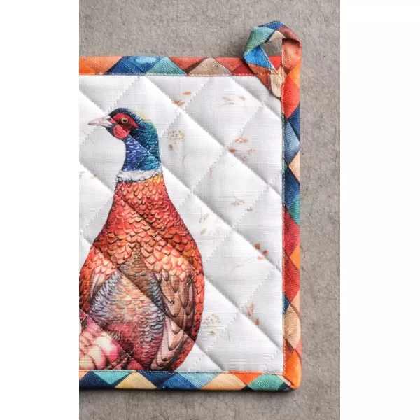 imageMaison d Hermine Pot Holder 100 Cotton Potholder Set of 2 Heat Resistant 8quotx8quot with Loop Hot Pads Kitchen Baking Barbeque ampamp Microwave Kalahari  ThanksgivingChristmas24  Faisan Dautomne