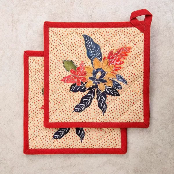 imageMaison d Hermine Pot Holder 100 Cotton Potholder Set of 2 Heat Resistant 8quotx8quot with Loop Hot Pads Kitchen Baking Barbeque ampamp Microwave Kalahari  ThanksgivingChristmas39  Kalahari