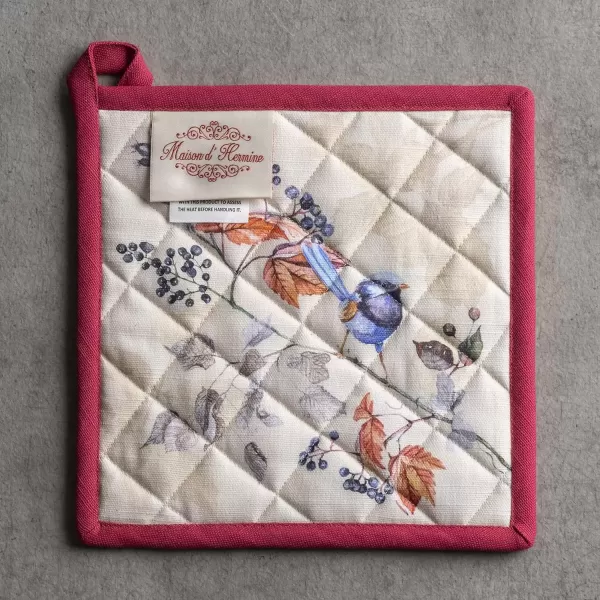 imageMaison d Hermine Pot Holder 100 Cotton Potholder Set of 2 Heat Resistant 8quotx8quot with Loop Hot Pads Kitchen Baking Barbeque ampamp Microwave Kalahari  ThanksgivingChristmas12  Equinoxe  Beige