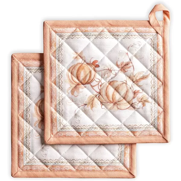 imageMaison d Hermine Pot Holder 100 Cotton Potholder Set of 2 Heat Resistant 8quotx8quot with Loop Hot Pads Kitchen Baking Barbeque ampamp Microwave Kalahari  ThanksgivingChristmas34  Giving Thanks