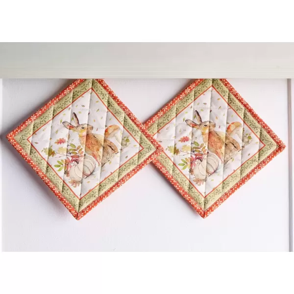 imageMaison d Hermine Pot Holder 100 Cotton Potholder Set of 2 Heat Resistant 8quotx8quot with Loop Hot Pads Kitchen Baking Barbeque ampamp Microwave Kalahari  ThanksgivingChristmas46  Pumpkin Passion