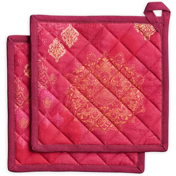 imageMaison d Hermine Pot Holder 100 Cotton Potholder Set of 2 Heat Resistant 8quotx8quot with Loop Hot Pads Kitchen Baking Barbeque ampamp Microwave Kalahari  ThanksgivingChristmas25  Versailles