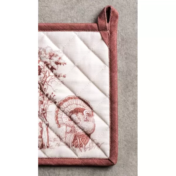 imageMaison d Hermine Pot Holder 100 Cotton Potholder Set of 2 Heat Resistant 8quotx8quot with Loop Hot Pads Kitchen Baking Barbeque ampamp Microwave Kalahari  ThanksgivingChristmas42  Holy Jouy  Brown