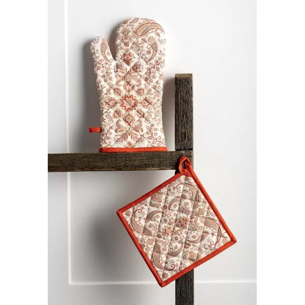 imageMaison d Hermine Pot Holder 100 Cotton Potholder Set of 2 Heat Resistant 8quotx8quot with Loop Hot Pads Kitchen Baking Barbeque ampamp Microwave Kalahari  ThanksgivingChristmas7  Cachemire