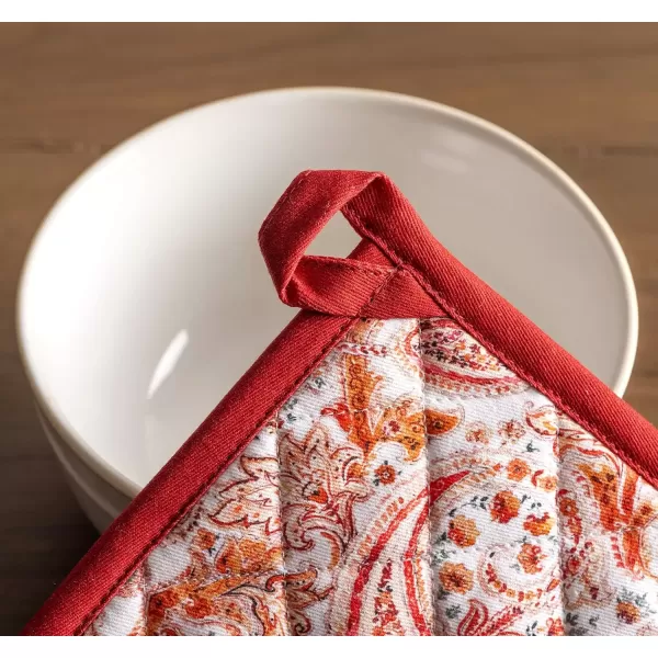 imageMaison d Hermine Pot Holder 100 Cotton Potholder Set of 2 Heat Resistant 8quotx8quot with Loop Hot Pads Kitchen Baking Barbeque ampamp Microwave Kalahari  ThanksgivingChristmas10  Orient