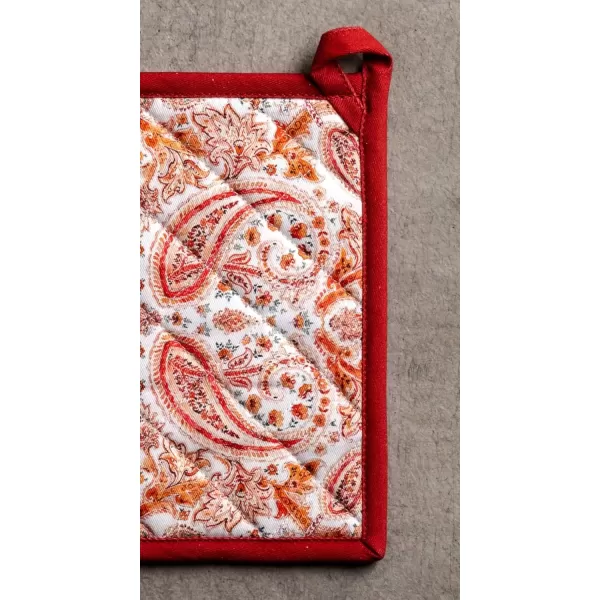imageMaison d Hermine Pot Holder 100 Cotton Potholder Set of 2 Heat Resistant 8quotx8quot with Loop Hot Pads Kitchen Baking Barbeque ampamp Microwave Kalahari  ThanksgivingChristmas10  Orient