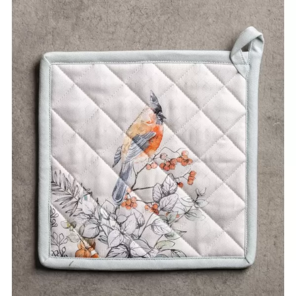 imageMaison d Hermine Pot Holder 100 Cotton Potholder Set of 2 Heat Resistant 8quotx8quot with Loop Hot Pads Kitchen Baking Barbeque ampamp Microwave Kalahari  ThanksgivingChristmas38  Whitish Shabby Chique
