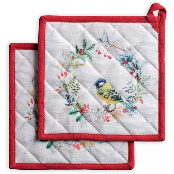 imageMaison d Hermine Pot Holder 100 Cotton Potholder Set of 2 Heat Resistant 8quotx8quot with Loop Hot Pads Kitchen Baking Barbeque ampamp Microwave Kalahari  ThanksgivingChristmas44  Morzine