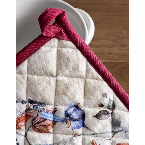 imageMaison d Hermine Pot Holder 100 Cotton Potholder Set of 2 Heat Resistant 8quotx8quot with Loop Hot Pads Kitchen Baking Barbeque ampamp Microwave Kalahari  ThanksgivingChristmas12  Equinoxe  Beige