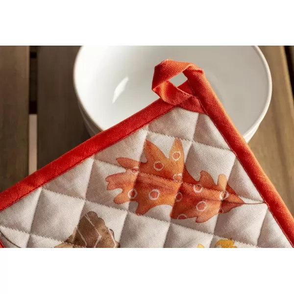 imageMaison d Hermine Pot Holder 100 Cotton Potholder Set of 2 Heat Resistant 8quotx8quot with Loop Hot Pads Kitchen Baking Barbeque ampamp Microwave Kalahari  ThanksgivingChristmas20  Colors of Autumn