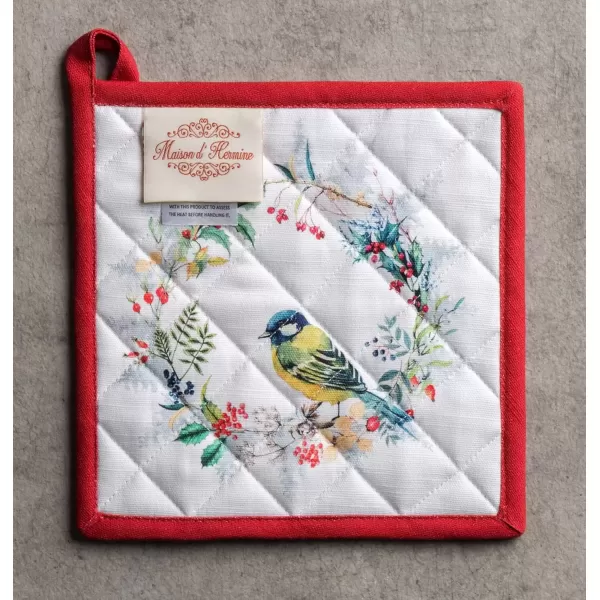 imageMaison d Hermine Pot Holder 100 Cotton Potholder Set of 2 Heat Resistant 8quotx8quot with Loop Hot Pads Kitchen Baking Barbeque ampamp Microwave Kalahari  ThanksgivingChristmas44  Morzine