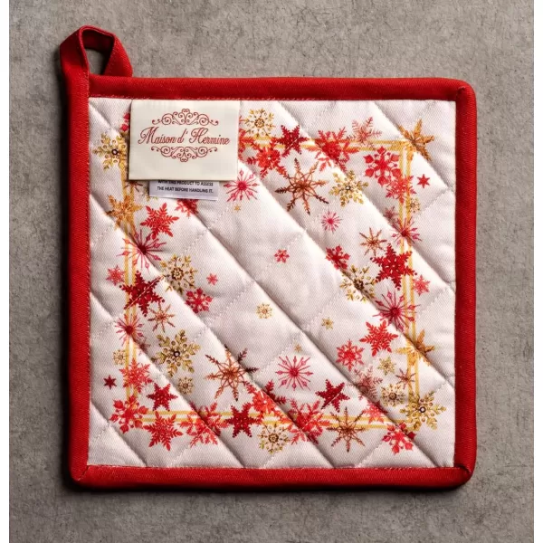 imageMaison d Hermine Pot Holder 100 Cotton Potholder Set of 2 Heat Resistant 8quotx8quot with Loop Hot Pads Kitchen Baking Barbeque ampamp Microwave Kalahari  ThanksgivingChristmas32  Crystal Star