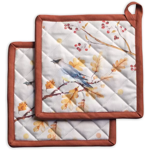imageMaison d Hermine Pot Holder 100 Cotton Potholder Set of 2 Heat Resistant 8quotx8quot with Loop Hot Pads Kitchen Baking Barbeque ampamp Microwave Kalahari  ThanksgivingChristmas37  Oak Leaves