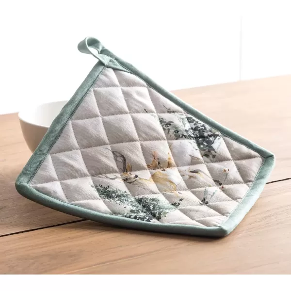 imageMaison d Hermine Pot Holder 100 Cotton Potholder Set of 2 Heat Resistant 8quotx8quot with Loop Hot Pads Kitchen Baking Barbeque ampamp Microwave Kalahari  ThanksgivingChristmas11  Deer in the Woods