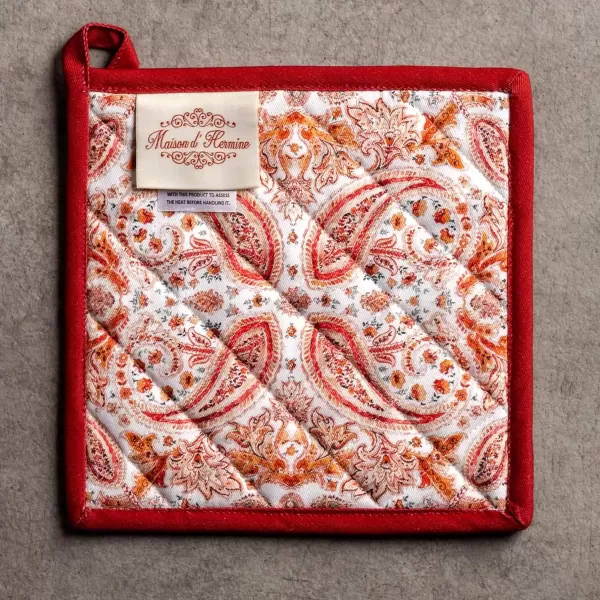 imageMaison d Hermine Pot Holder 100 Cotton Potholder Set of 2 Heat Resistant 8quotx8quot with Loop Hot Pads Kitchen Baking Barbeque ampamp Microwave Kalahari  ThanksgivingChristmas10  Orient