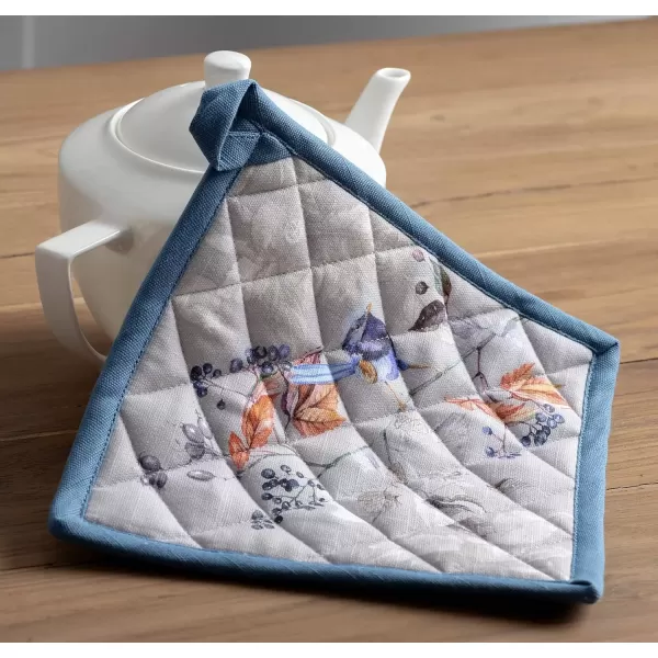 imageMaison d Hermine Pot Holder 100 Cotton Potholder Set of 2 Heat Resistant 8quotx8quot with Loop Hot Pads Kitchen Baking Barbeque ampamp Microwave Kalahari  ThanksgivingChristmas8  Equinoxe  Grey