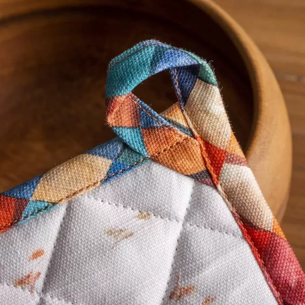 imageMaison d Hermine Pot Holder 100 Cotton Potholder Set of 2 Heat Resistant 8quotx8quot with Loop Hot Pads Kitchen Baking Barbeque ampamp Microwave Kalahari  ThanksgivingChristmas24  Faisan Dautomne