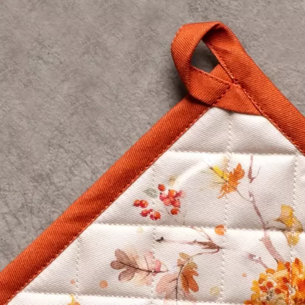 imageMaison d Hermine Pot Holder 100 Cotton Potholder Set of 2 Heat Resistant 8quotx8quot with Loop Hot Pads Kitchen Baking Barbeque ampamp Microwave Kalahari  ThanksgivingChristmas18  Kelim  Prairie