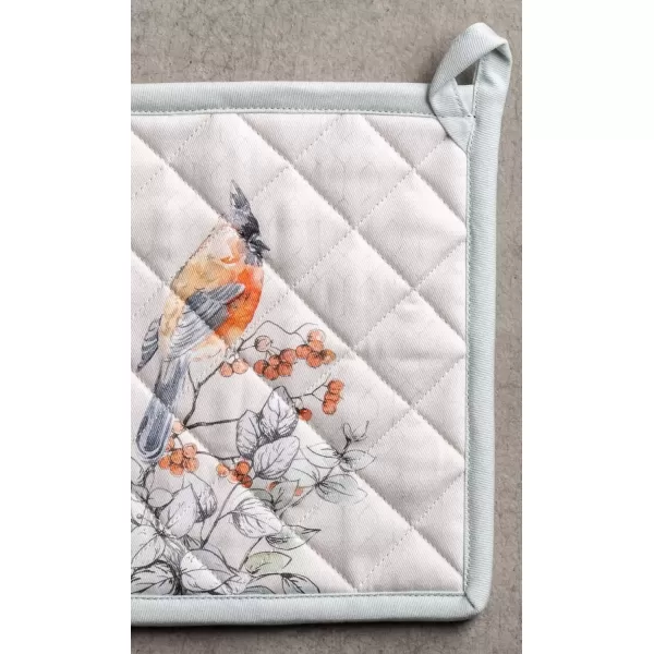 imageMaison d Hermine Pot Holder 100 Cotton Potholder Set of 2 Heat Resistant 8quotx8quot with Loop Hot Pads Kitchen Baking Barbeque ampamp Microwave Kalahari  ThanksgivingChristmas38  Whitish Shabby Chique