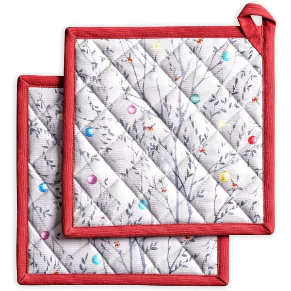 imageMaison d Hermine Pot Holder 100 Cotton Potholder Set of 2 Heat Resistant 8quotx8quot with Loop Hot Pads Kitchen Baking Barbeque ampamp Microwave Kalahari  ThanksgivingChristmas30  Fairy Christmas