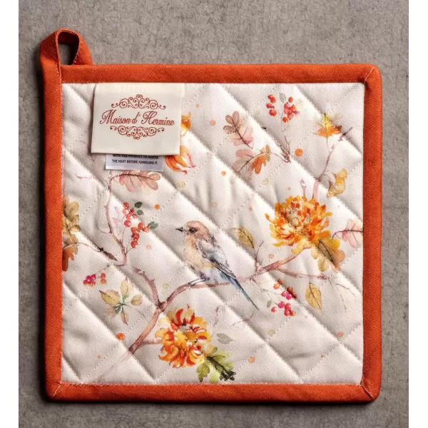 imageMaison d Hermine Pot Holder 100 Cotton Potholder Set of 2 Heat Resistant 8quotx8quot with Loop Hot Pads Kitchen Baking Barbeque ampamp Microwave Kalahari  ThanksgivingChristmas18  Kelim  Prairie