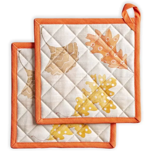 imageMaison d Hermine Pot Holder 100 Cotton Potholder Set of 2 Heat Resistant 8quotx8quot with Loop Hot Pads Kitchen Baking Barbeque ampamp Microwave Kalahari  ThanksgivingChristmas20  Colors of Autumn