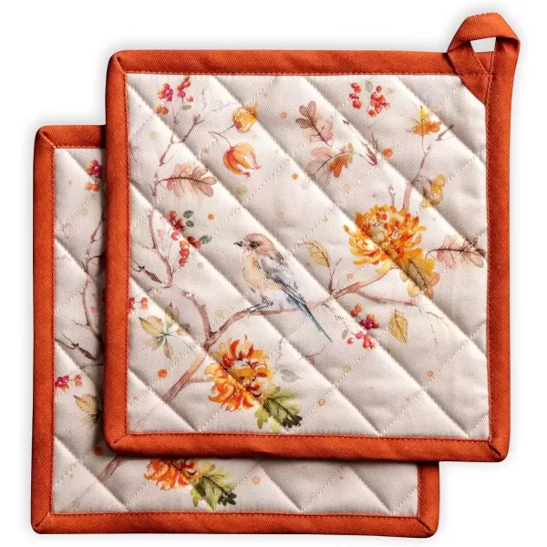 imageMaison d Hermine Pot Holder 100 Cotton Potholder Set of 2 Heat Resistant 8quotx8quot with Loop Hot Pads Kitchen Baking Barbeque ampamp Microwave Kalahari  ThanksgivingChristmas18  Kelim  Prairie