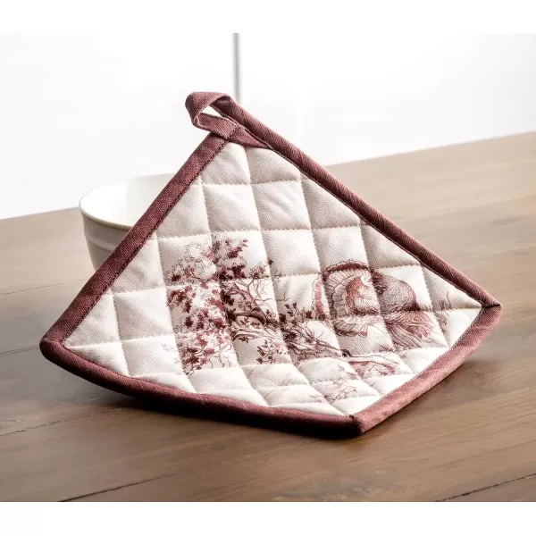 imageMaison d Hermine Pot Holder 100 Cotton Potholder Set of 2 Heat Resistant 8quotx8quot with Loop Hot Pads Kitchen Baking Barbeque ampamp Microwave Kalahari  ThanksgivingChristmas42  Holy Jouy  Brown