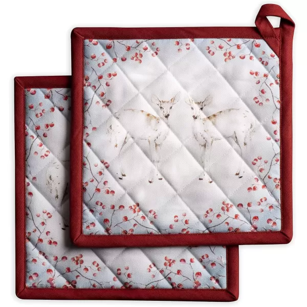 imageMaison d Hermine Pot Holder 100 Cotton Potholder Set of 2 Heat Resistant 8quotx8quot with Loop Hot Pads Kitchen Baking Barbeque ampamp Microwave Kalahari  ThanksgivingChristmas33  Fairytale Forest