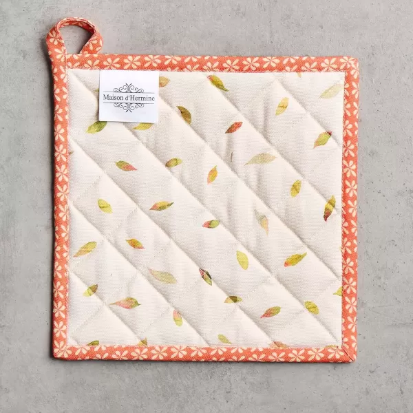imageMaison d Hermine Pot Holder 100 Cotton Potholder Set of 2 Heat Resistant 8quotx8quot with Loop Hot Pads Kitchen Baking Barbeque ampamp Microwave Kalahari  ThanksgivingChristmas46  Pumpkin Passion