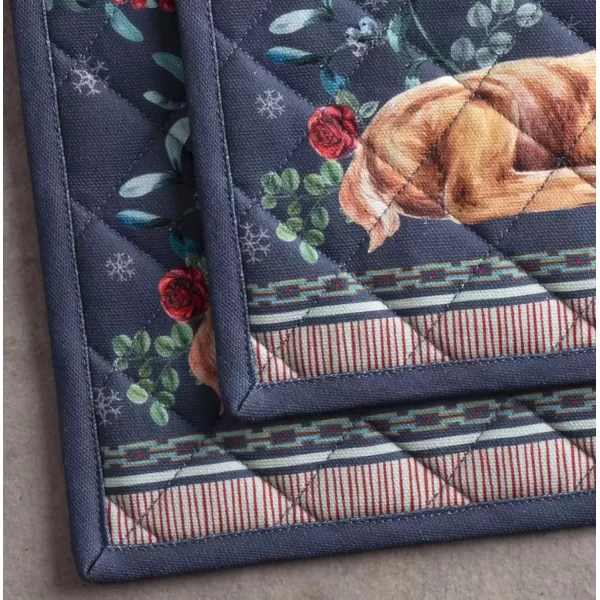 imageMaison d Hermine Pot Holder 100 Cotton Potholder Set of 2 Heat Resistant 8quotx8quot with Loop Hot Pads Kitchen Baking Barbeque ampamp Microwave Kalahari  ThanksgivingChristmas14  Christmas Joy