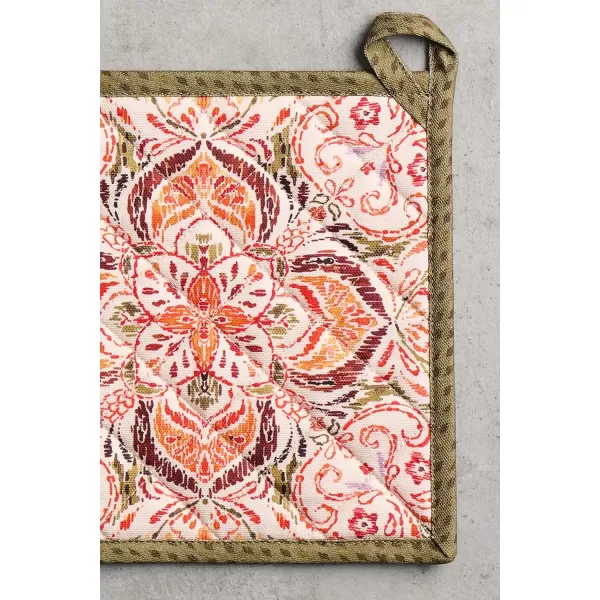 imageMaison d Hermine Pot Holder 100 Cotton Potholder Set of 2 Heat Resistant 8quotx8quot with Loop Hot Pads Kitchen Baking Barbeque ampamp Microwave Kalahari  ThanksgivingChristmas16  Damask