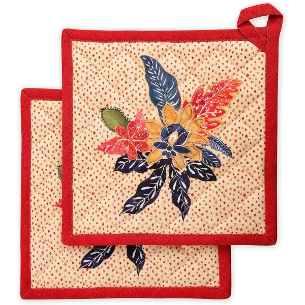 imageMaison d Hermine Pot Holder 100 Cotton Potholder Set of 2 Heat Resistant 8quotx8quot with Loop Hot Pads Kitchen Baking Barbeque ampamp Microwave Kalahari  ThanksgivingChristmas39  Kalahari