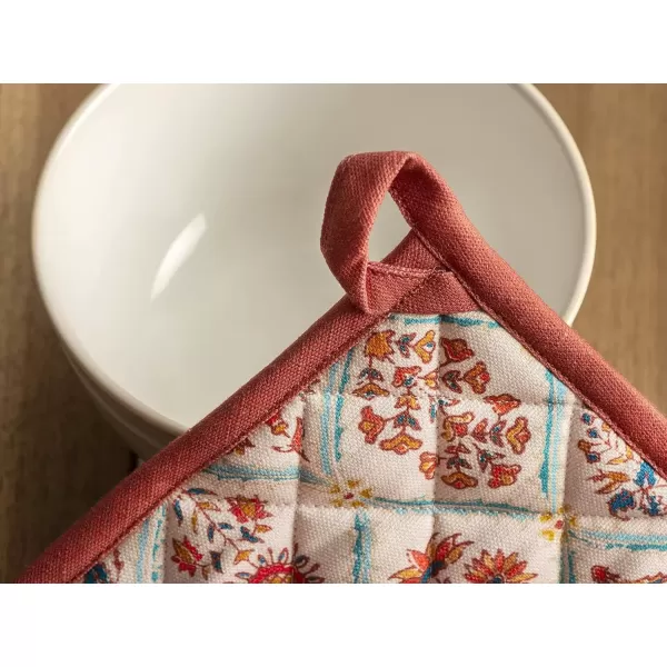 imageMaison d Hermine Pot Holder 100 Cotton Potholder Set of 2 Heat Resistant 8quotx8quot with Loop Hot Pads Kitchen Baking Barbeque ampamp Microwave Kalahari  ThanksgivingChristmas13  Romane